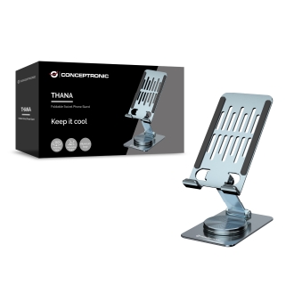 SOPORTE SMARTPHONE GIRATORIO Y PLEGABLE CONCEPTRONIC THANA08G BASE ROTACION 360Â° ALTURA AJUSTABLE