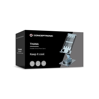 SOPORTE SMARTPHONE GIRATORIO Y PLEGABLE CONCEPTRONIC THANA08G BASE ROTACION 360Â° ALTURA AJUSTABLE