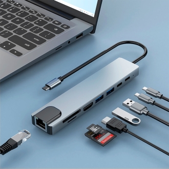 Docking USB-C Coolbox C81 A 1xHDMI 4K 30Hz  2xUSB-C PD 100W 2xUSB-A 1xSD 1xMicroSD 1xRJ45