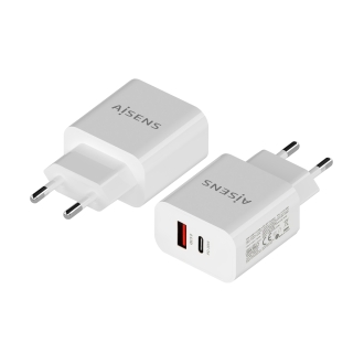 Cargador Aisens 20W 1xUSB-C PD3.0, 1xUSB-A QC3.0 Blanco
