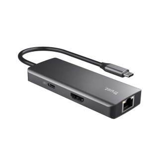 HUB USB-C TRUST DALYX 6 EN 1 alumino 1xHDMI 4K 2xUSB-A 3.2 1xUSB-C PD 100W 1xRJ45 lector SD MicroSD