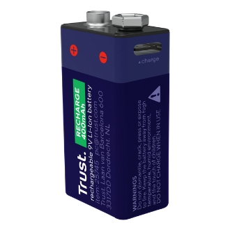 PILAS 9V RECARGABLE TRUST 25745 9V BLISTER 1 UNIDAD USB-C (ECOTASAS INCLUIDAS)