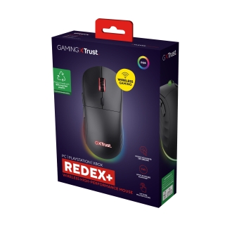 Ratón inalámbrico Trust gaming RGB GXT 927 Redex+ 25.600 DPI ajustable 6 botones