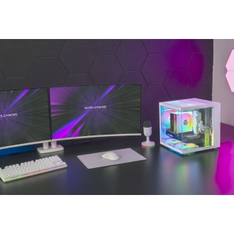 Caja mATX Mars Gaming MC-CUBEW GPU MAX 260mm Cubo Panoramico ARGB USB-C Blanco