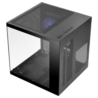 Caja mATX Mars Gaming MC-CUBE GPU MAX 260mm Cubo Panoramico ARGB USB-C negro