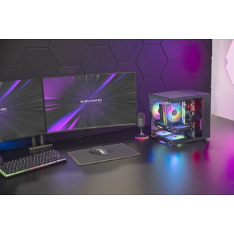Caja mATX Mars Gaming MC-CUBE GPU MAX 260mm Cubo Panoramico ARGB USB-C negro
