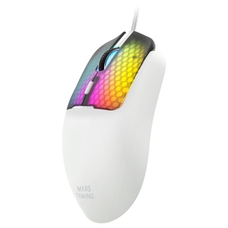 RATON MARS GAMING MM-VIPERW ULTRALIGERO 56G CABLEADO USB 6 BOTONES 12800 DPI RGB BLANCO