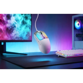 RATON MARS GAMING MM-VIPERW ULTRALIGERO 56G CABLEADO USB 6 BOTONES 12800 DPI RGB BLANCO