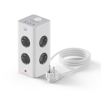 Regleta Ewent EW3864 base múltiple 2 m 8 salidas AC Interior Gris, Blanco