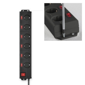Regleta de alimentacion HAMA con 6 tomas protección atípicos 1,4m negro
