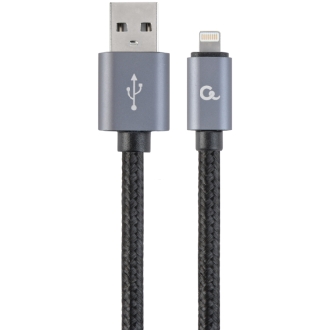 Cable trenzado Gembird de USB-A a Lightning 1,8m Negro