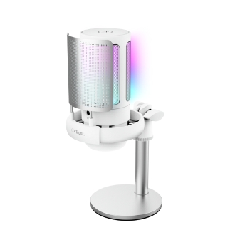 MICROFONO TRUST GXT 238W AURON GAMING USB ILUMINACION LED PATRON CARDIOIDE TRIPODE BLANCO