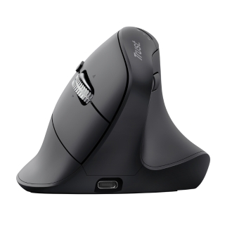 Ratón vertical Trust VYRAN inalámbrico Ergo 2400DPI 7 botones hiperscroll multidevice recargable USB-C negro