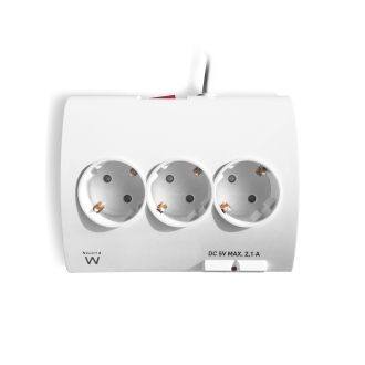 Regleta de escritorio ewent 5 tomas de corriente 2 puertos usb blanco