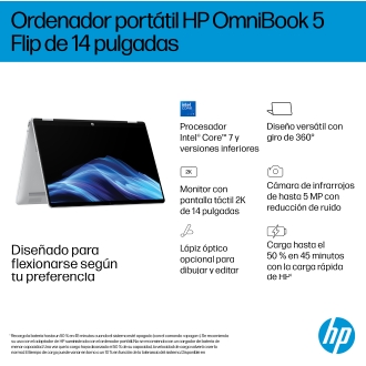 HP Omnibook 5 Flip 14-fp0057ns core 7-150u 14" táctil 16GB 1TB W11 plata