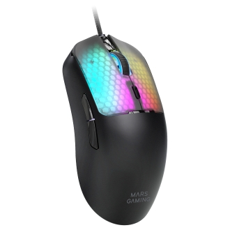 RATON MARS GAMING MM-VIPER ULTRALIGERO 56G CABLEADO USB 6 BOTONES 12800 DPI RGB NEGRO
