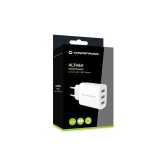 CARGADOR USB CONCEPTRONIC 30W 3xUSB-A BLANCO