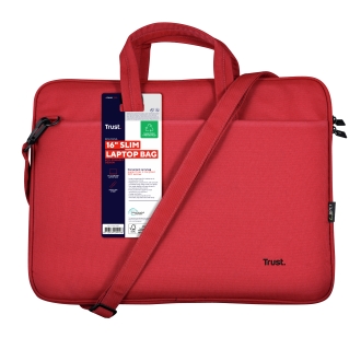 MALETIN DE PORTATIL 16" TRUST BOLOGNA ECO 16" - COMPARTIMENTO PRINCIPAL ACOLCHADO - COLOR ROJO