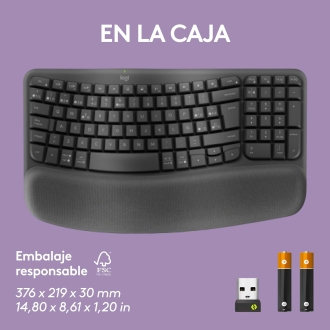TECLADO LOGITECH WIRELESS WAVE KEYS ERGONOMICO ONDULADO REPOSITOR RECEPTOR BOLT GRAFITO