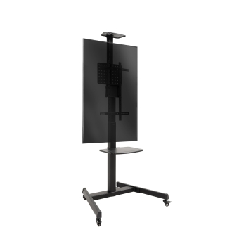 TooQ COMETA Soporte de Suelo con Ruedas con Regulación de Altura para Pantallas 37"- 70", Rotación 90°, Negro