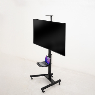 TooQ COMETA Soporte de Suelo con Ruedas con Regulación de Altura para Pantallas 37"- 70", Rotación 90°, Negro