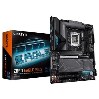 GIGABYTE Z890 EAGLE PLUS Placa Base  Compatible con procesadores Intel Core Ultra (Serie 2), VRM de 14+1+2 fases, hasta 9466 MHz DDR5 (OC), 1x PCIe 5.0 M.2 + 3x PCIe 4.0 M.2, LAN 2.5 GbE, USB4