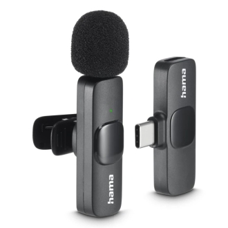 MICROFONO HAMA SMART WIRELESS GADGET USB-C CANCELACION RUIDO IA PATRON OMNIDIRECCIONAL PINZA NEGRO