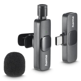 MICROFONO HAMA SMART WIRELESS GADGET USB-C CANCELACION RUIDO IA PATRON OMNIDIRECCIONAL PINZA NEGRO