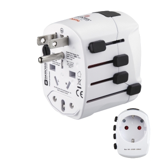 ADAPTADOR DE VIAJE HAMA DE 3 CLAVIJAS HASTA 150 PAISES