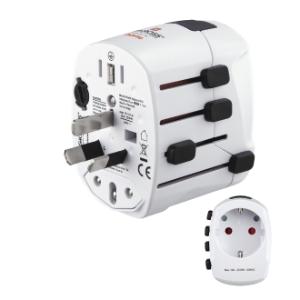 ADAPTADOR DE VIAJE HAMA DE 3 CLAVIJAS HASTA 150 PAISES