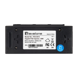 POE INJECTOR ADAPTER GIGABIT LEVEL ONE 30W PASA DATOS Y ALIMENTACION POR EL MISMO CABLE HASTA 100M