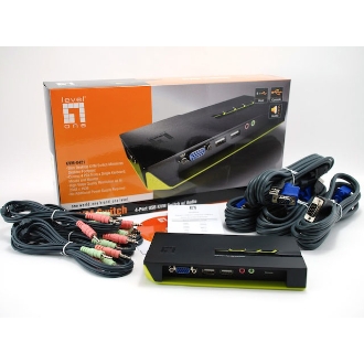 CONMUTADOR AUTOMATICO SOBREMESA LEVEL ONE V/T/M 1a4 CPUs USB CON AUDIO CABLES INCLUIDOS