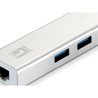 ADAPTADOR USB 3.0 A GIGABIT ETHERNET RJ45 LEVEL ONE CON HUB USB 3.0