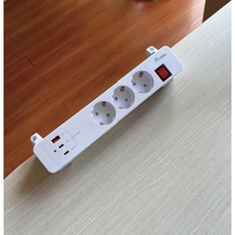 REGLETA ALIMENTACION EQUIP 245556 CON ABRAZADERA 3 TOMAS SCHUKO 2XUSB-C 1XUSB-A 20W BLANCO