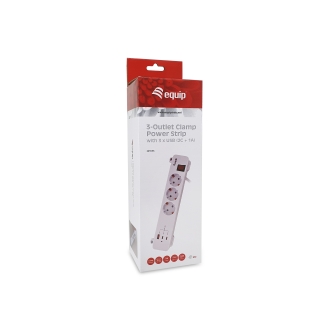REGLETA ALIMENTACION EQUIP 245556 CON ABRAZADERA 3 TOMAS SCHUKO 2XUSB-C 1XUSB-A 20W BLANCO