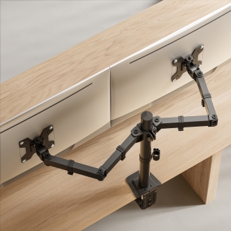 SOPORTE DE MESA EQUIP 650176 ARTICULADO PARA 2 PANTALLAS DE 17" A 32" VESA 100X100 MAX 2x10KG NEGRO