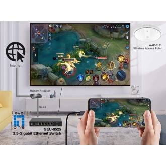 SWITCH NO GESTIONABLE LEVEL ONE GEU-0525 5P  2.5GbE CARCASA METAL NO RACK