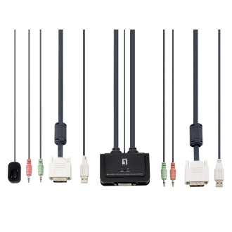 CONMUTADOR AUTOMATICO LEVEL ONE V/T/M 1a2 CPUs DVII USB CON AUDIO CABLES INCLUIDOS KVM-0260