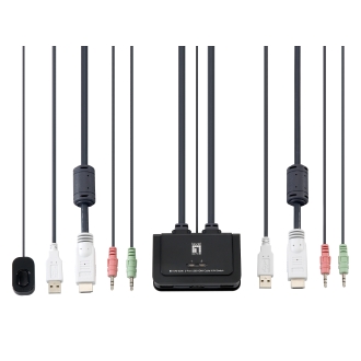 CONMUTADOR AUTOMATICO LEVEL ONE V/T/M 1a2 CPUs HDMI USB CON AUDIO CABLES INCLUIDOS