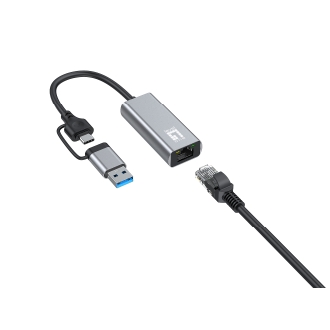 ADAPTADOR USB-C LEVEL ONE USB-0423 A RJ45 1x2.5 GIGABIT CON ADAPTADOR A USB-A