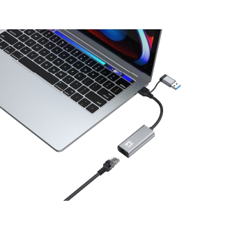 ADAPTADOR USB-C LEVEL ONE USB-0423 A RJ45 1x2.5 GIGABIT CON ADAPTADOR A USB-A