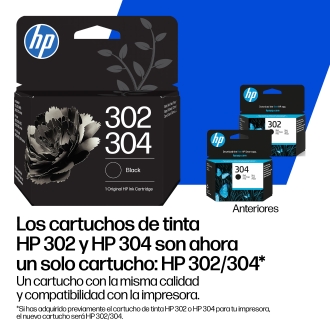 HP Paquete combinado de 2 cartuchos de tinta negra/tricolor 302/304