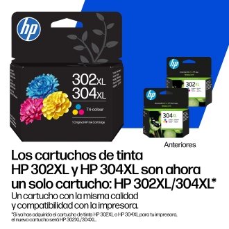 HP Paquete combinado de 2 cartuchos de tinta negra/tricolor 302/304