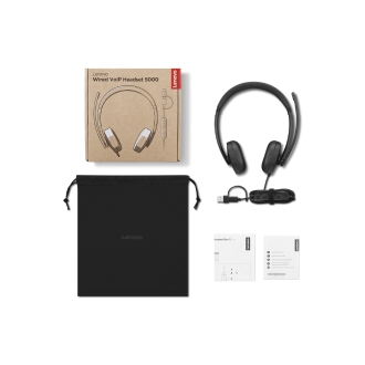 HEADSET LENOVO WIRED VOIP HEADSET 5000 NEGRO CON MICROFONO USB-C USB-A TEAMS