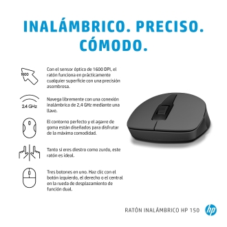 Ratón inalambrico HP 150 NEGRO
