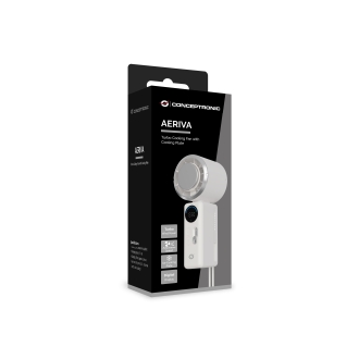 VENTILADOR MINI PORTATIL CONCEPTRONIC AERIVA03C TURBO PLACA ENFRIAMIENTO PANTALLA DIGITAL BLANCO CRE