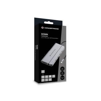 DOCKING USB-C CONCEPTRONIC DONN34G 1xHDMI 1xVGA 1xRJ45 2xUSB-A 2xUSB-C LECTOR TARJETAS AUDIO PD100W