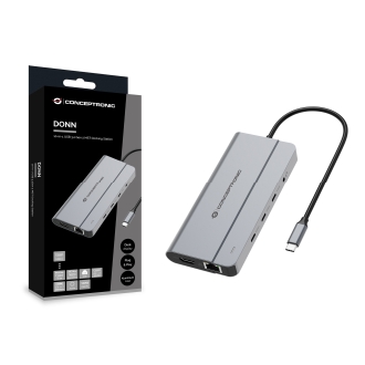 DOCKING USB-C CONCEPTRONIC DONN34G 1xHDMI 1xVGA 1xRJ45 2xUSB-A 2xUSB-C LECTOR TARJETAS AUDIO PD100W