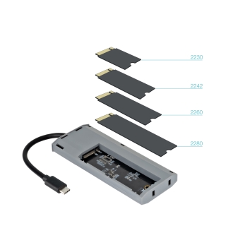 TooQ Caja externa para SSD M.2 NGFF/NVMe + HUB USB 3.2 Gen2 con 1xUSB-C/PD + 2xUSB-A + USB-C + HDMI, Gris