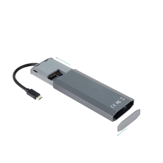 TooQ Caja externa para SSD M.2 NGFF/NVMe + HUB USB 3.2 Gen2 con 1xUSB-C/PD + 2xUSB-A + USB-C + HDMI, Gris